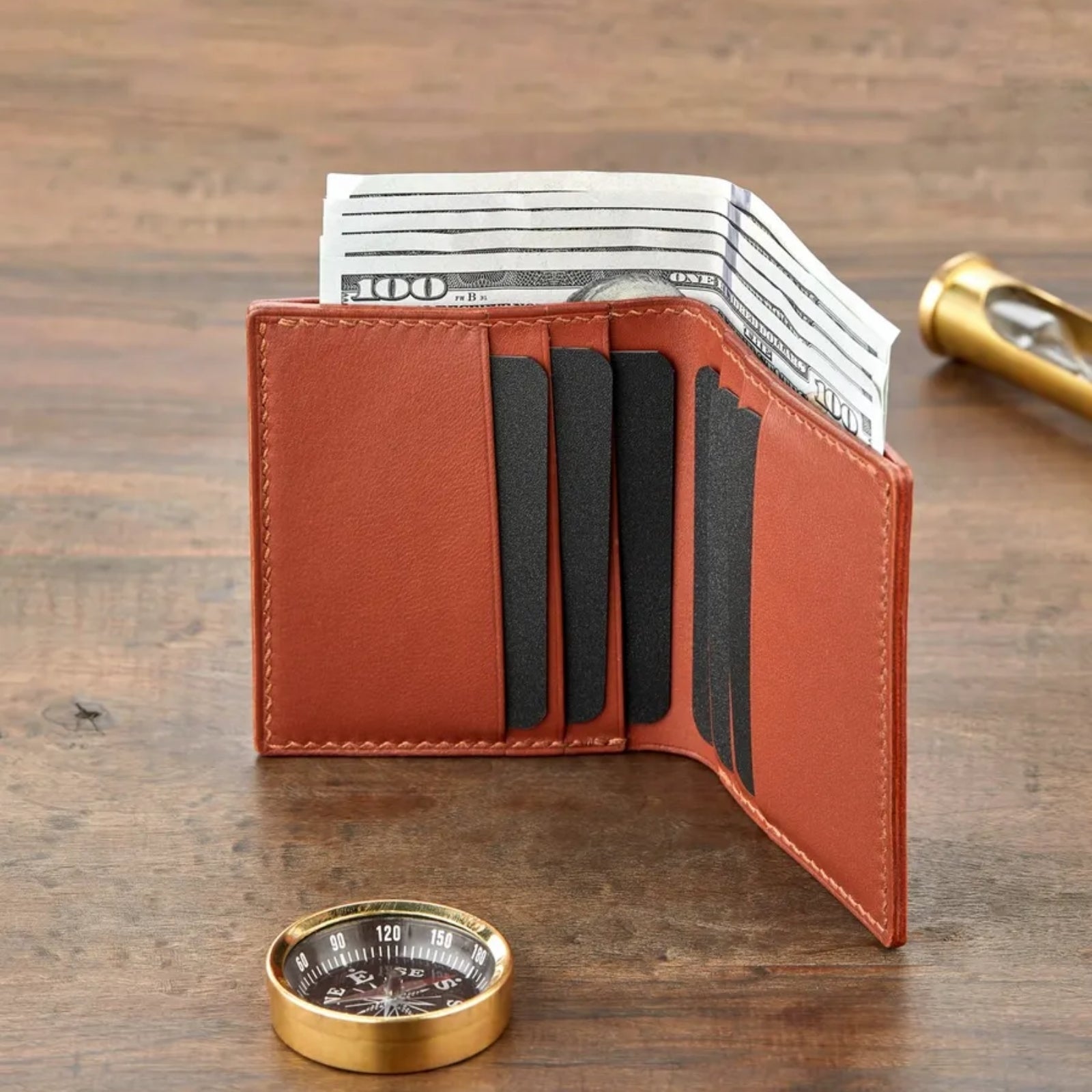 Monte Klasik Dikey Bi-Fold Deri Cüzdan