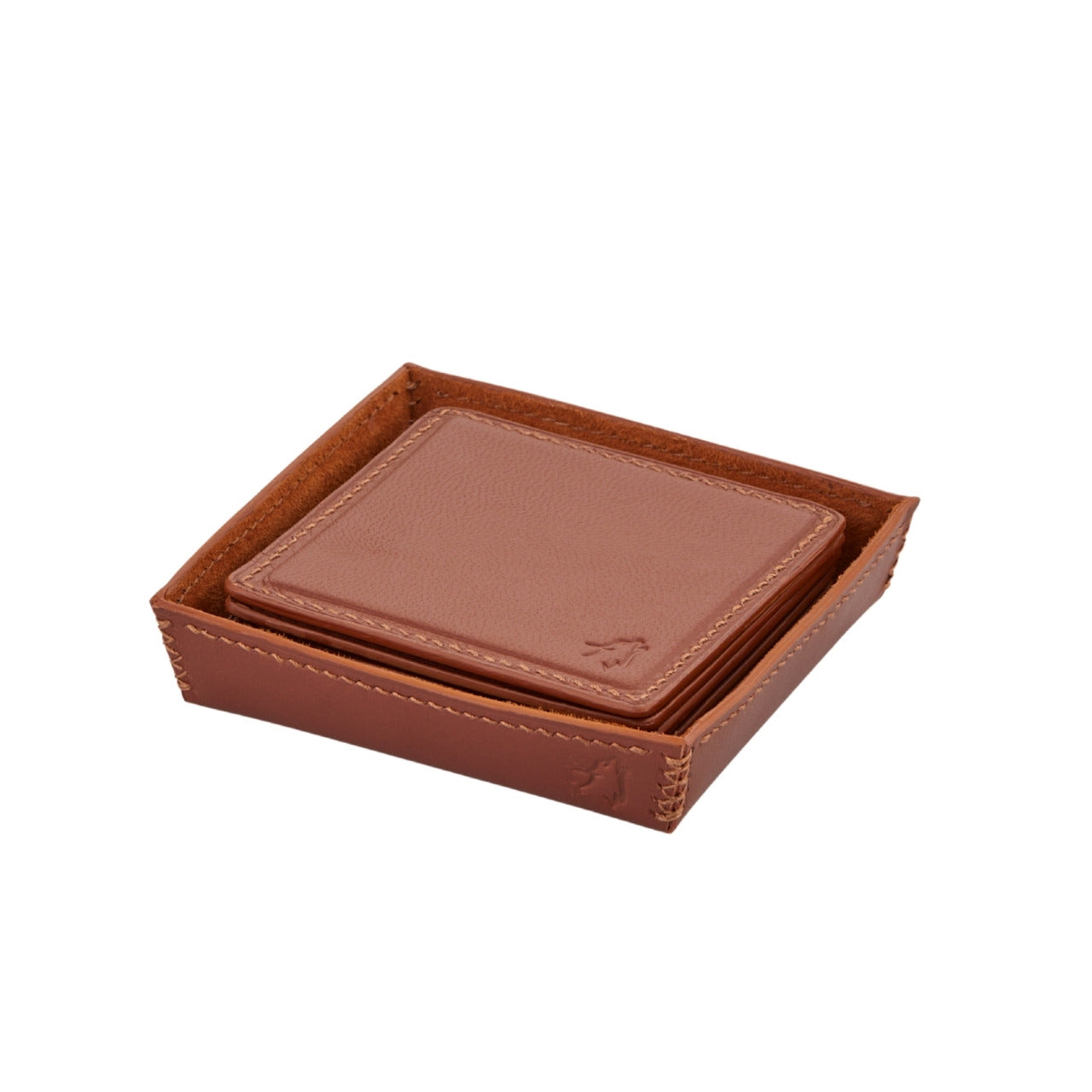 Monte Deri Tepsi ve 6 Adet Bardak Altlığı